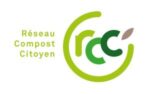 logo dans une nuance de verts, une courbe englobe les lettres rcc